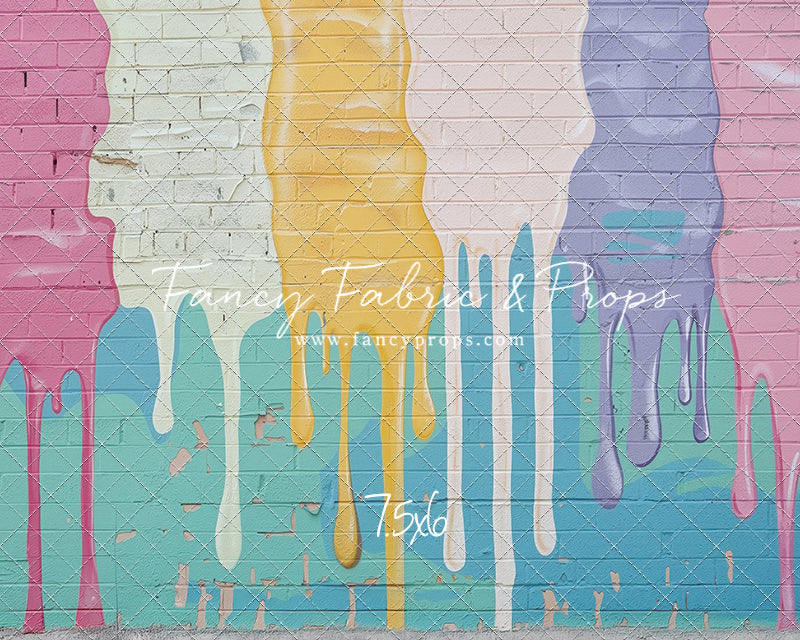 Pastel Paint Drip Wall - Concrete Floor Option - With Sweep Option