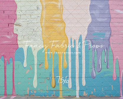 Pastel Paint Drip Wall - Painted Floor Option - With Sweep Option