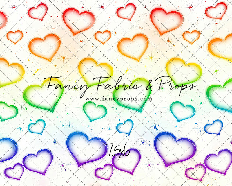 Rainbow Puffy Hearts - With Sweep Option