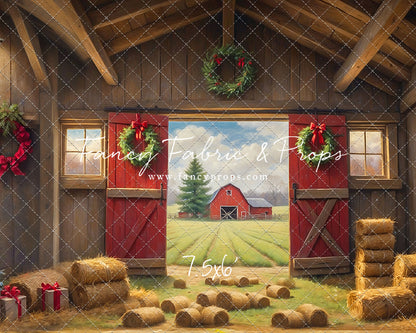 Red Barn Yuletide - Straw Floor - with Sweep Option
