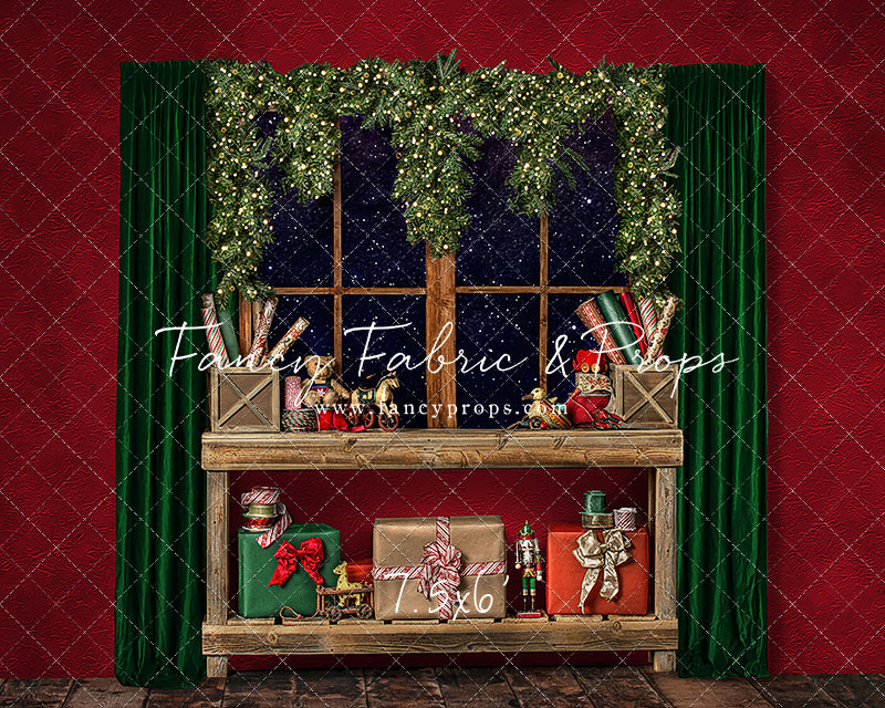 Red Wrapping Room Window