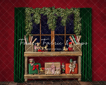 Red Wrapping Room Window