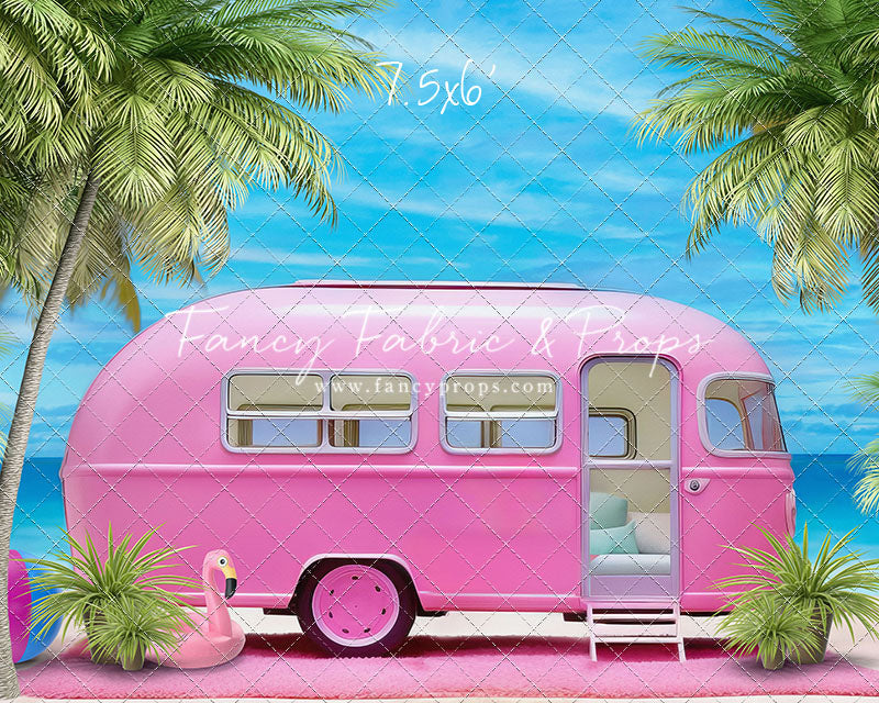 Road Trip Chic - Pink Camper - With Sweep Option