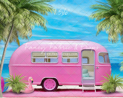 Road Trip Chic - Pink Camper - With Sweep Option