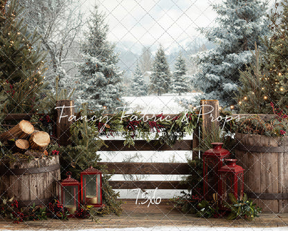 Rustic Wintertime Fence - with Sweep Option