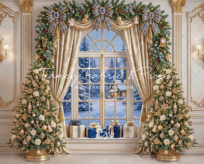 Sapphire & Gold Holiday Window - with Sweep Option