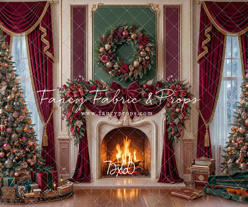 Burgundy Christmas Manor - with Sweep Option