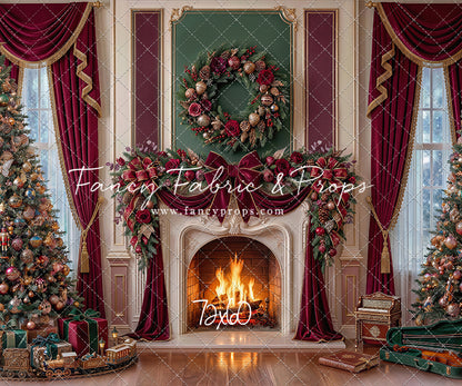Burgundy Christmas Manor - with Sweep Option