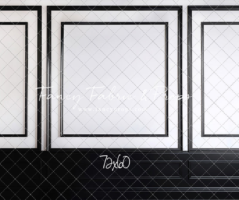 Classy Black & White Wainscoting - Black Floor - With Sweep Option