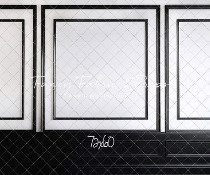 Classy Black & White Wainscoting - Black Floor - With Sweep Option