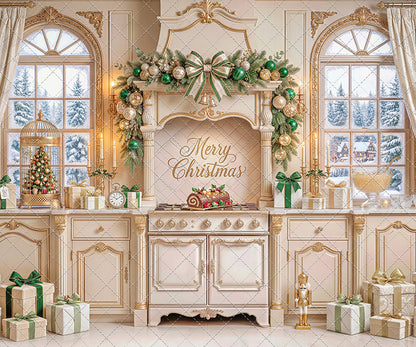 Gilded Christmas Kitchen - With Sweep Option