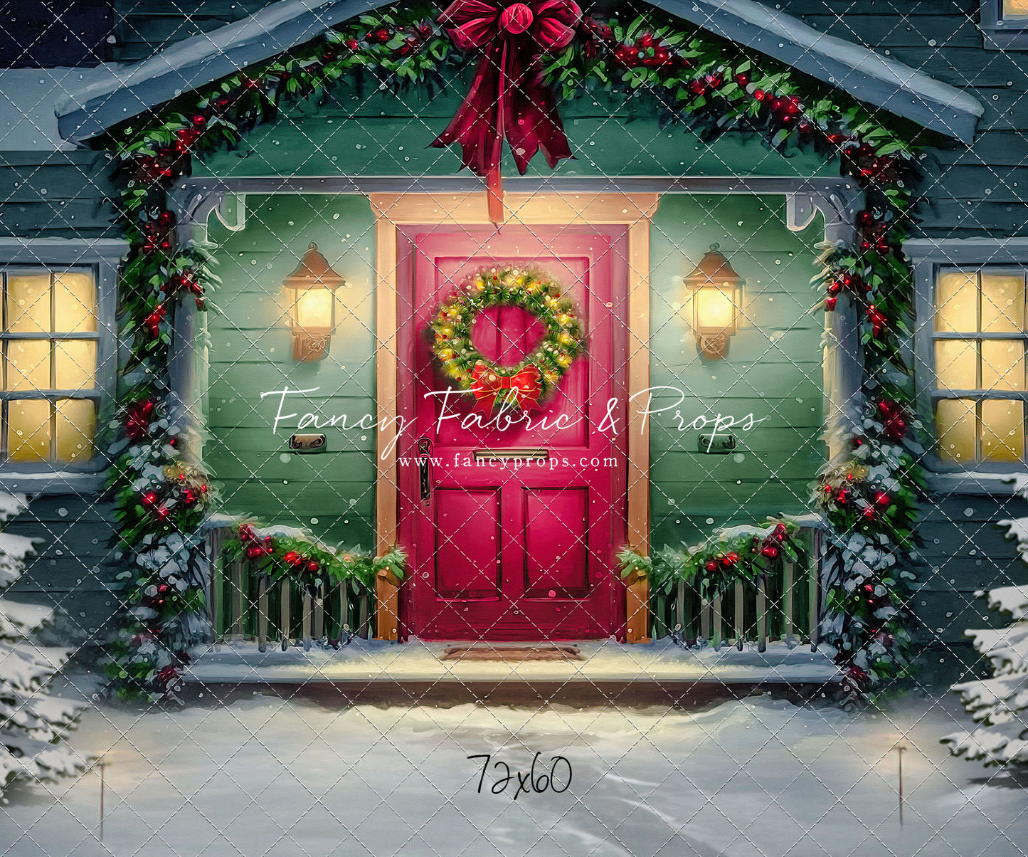 Magical Holiday Porch - Red Door - with Sweep Option