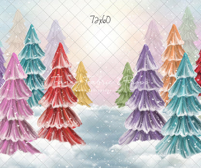 Magical Winter Rainbow Trees Pathway