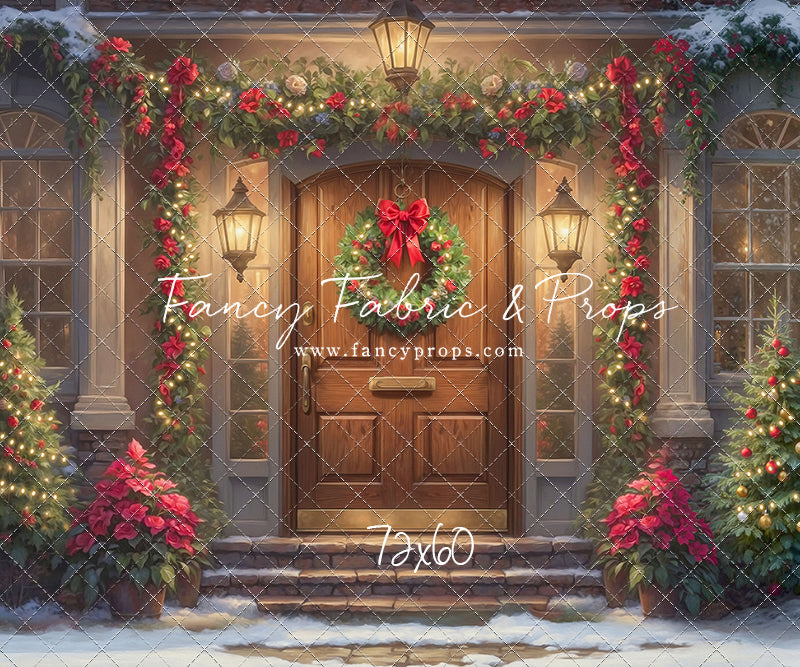 Merry Holiday Entry - Brown Door - With Sweep Option