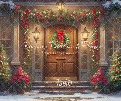 Merry Holiday Entry - Brown Door - With Sweep Option