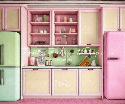 Midge's Kitchenette - Pink Floor Option - With Green Fridge Sweep Option
