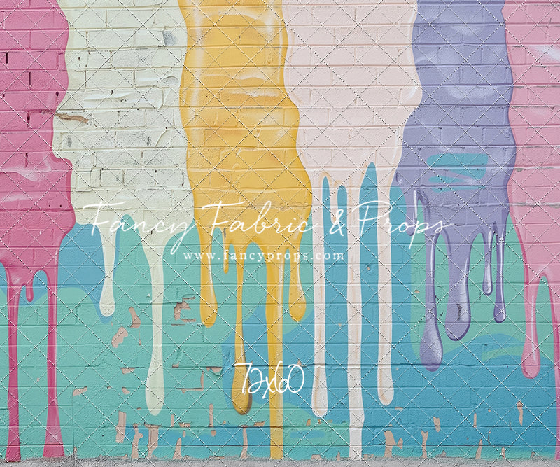 Pastel Paint Drip Wall - Concrete Floor Option - With Sweep Option