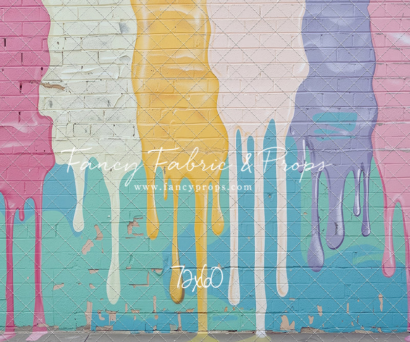 Pastel Paint Drip Wall - Painted Floor Option - With Sweep Option