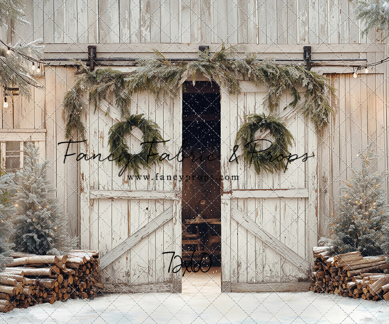 Snowy Evergreen Barn - with Sweep Option