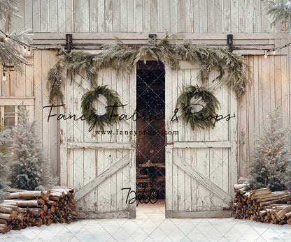 Snowy Evergreen Barn - with Sweep Option