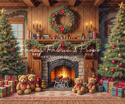Teddy's Fireside Christmas - with Sweep Option