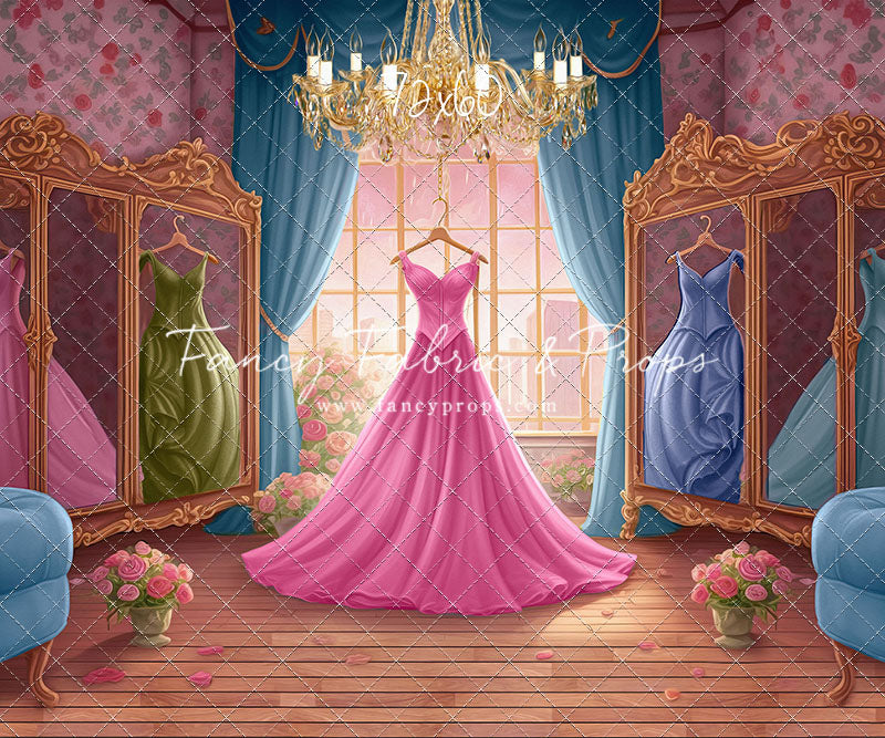 Dress Like A Princess - Pink Dress/Blue Curtains - With Sweep Option
