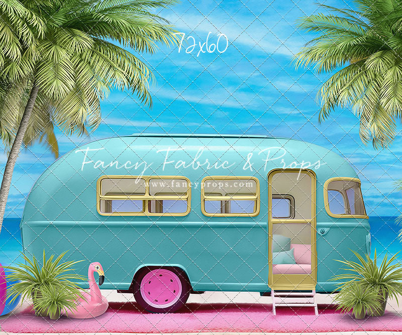 Road Trip Chic - Blue Camper - With Sweep Option
