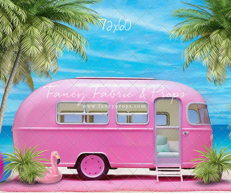 Road Trip Chic - Pink Camper - With Sweep Option