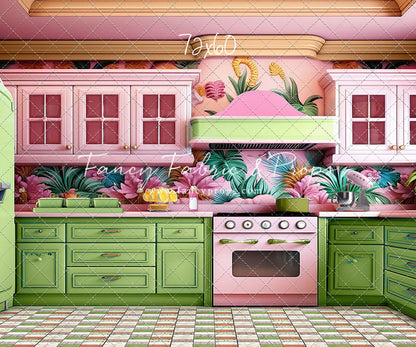 Tropical Kitchen - Lime & Pink - With Sweep Option