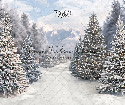 Snowy Mountain Tree Farm Path - with Sweep Option