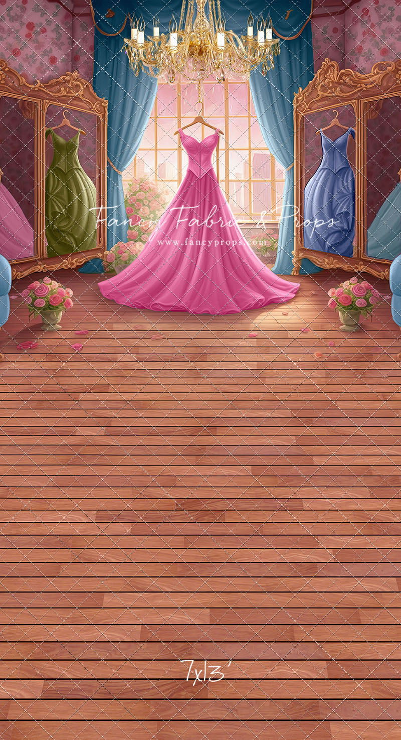 Dress Like A Princess - Pink Dress/Blue Curtains - With Sweep Option