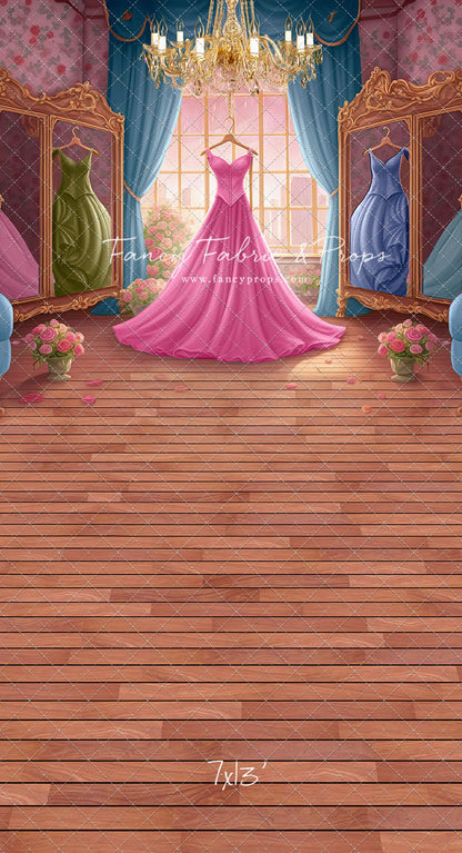 Dress Like A Princess - Pink Dress/Blue Curtains - With Sweep Option
