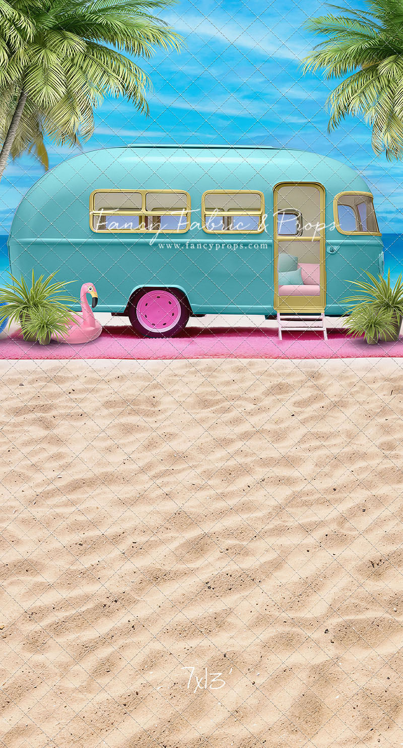 Road Trip Chic - Blue Camper - With Sweep Option