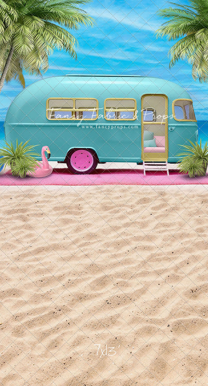 Road Trip Chic - Blue Camper - With Sweep Option