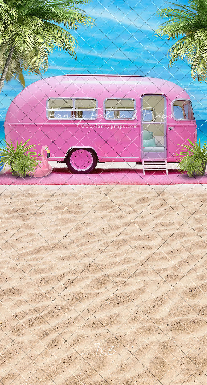 Road Trip Chic - Pink Camper - With Sweep Option