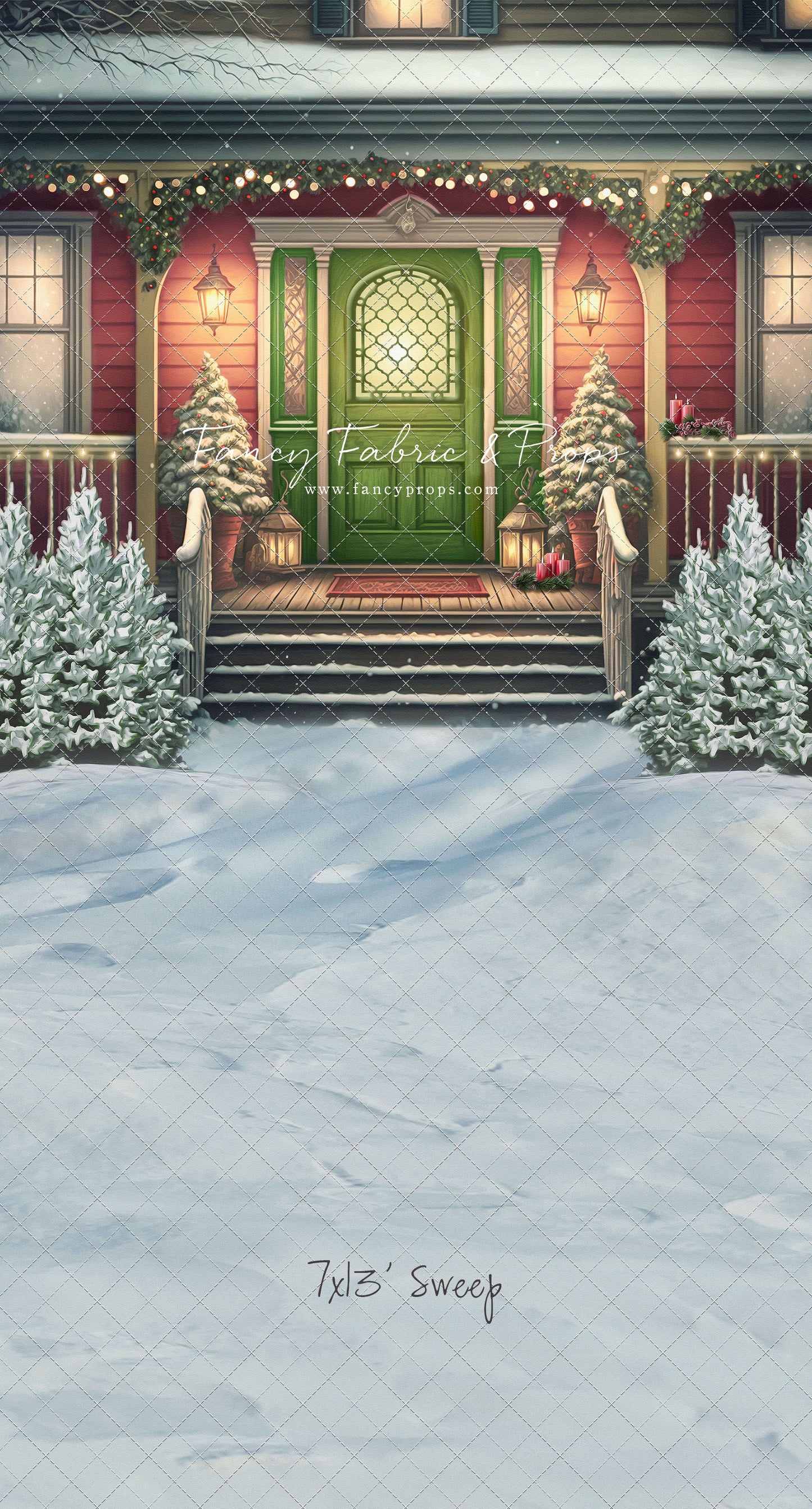 Merry Porch Greetings - Red House - with Sweep Option