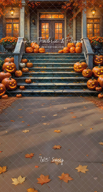 Pumpkin-Lit Porch  - With Sweep Option