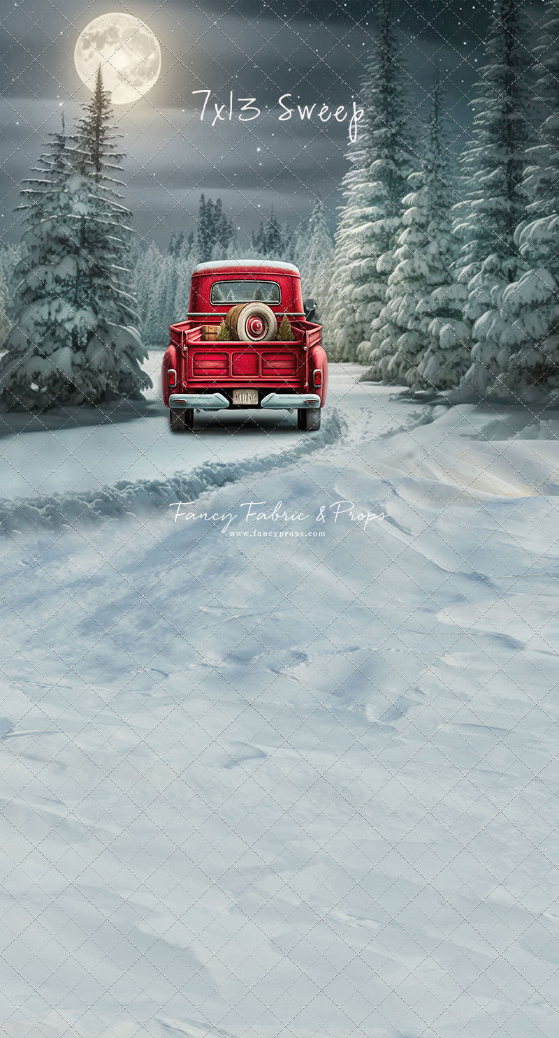 Snowy Moonlit Drive - No Lights - with Sweep Option