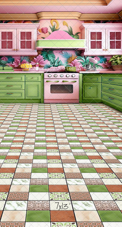 Tropical Kitchen - Lime & Pink - With Sweep Option