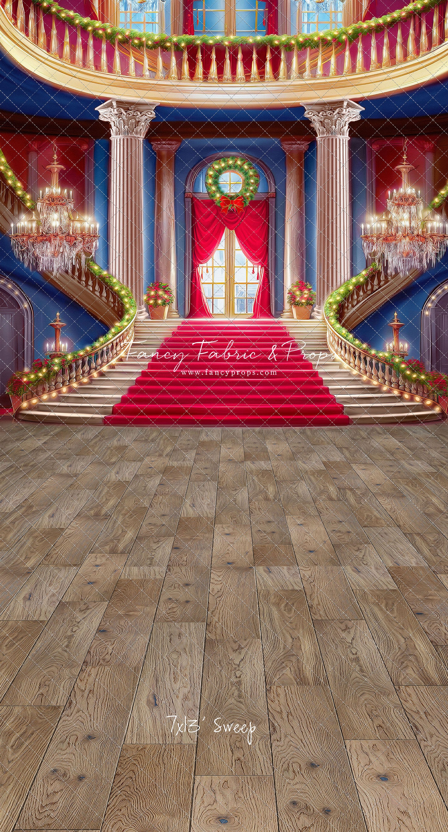 Belle's Royal Staircase -Wood Floor with Lights - With Sweep Option