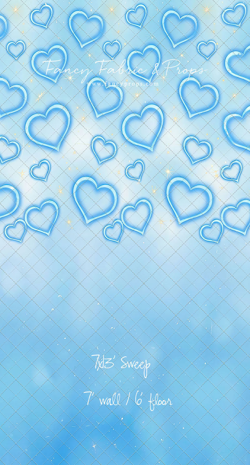 Blue Puffy Hearts - With Sweep Option