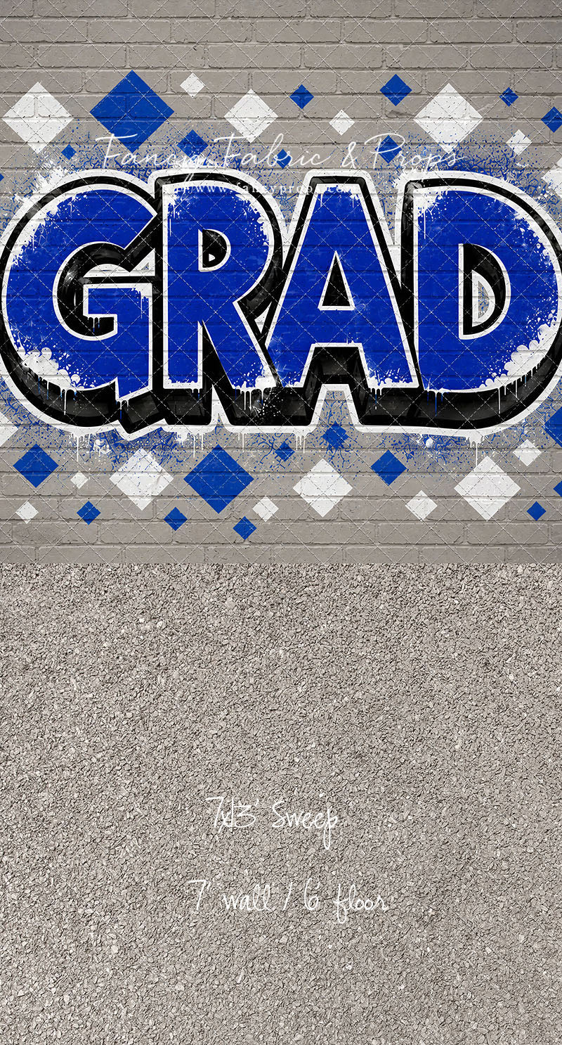 Blue & White Grad - With Sweep Option
