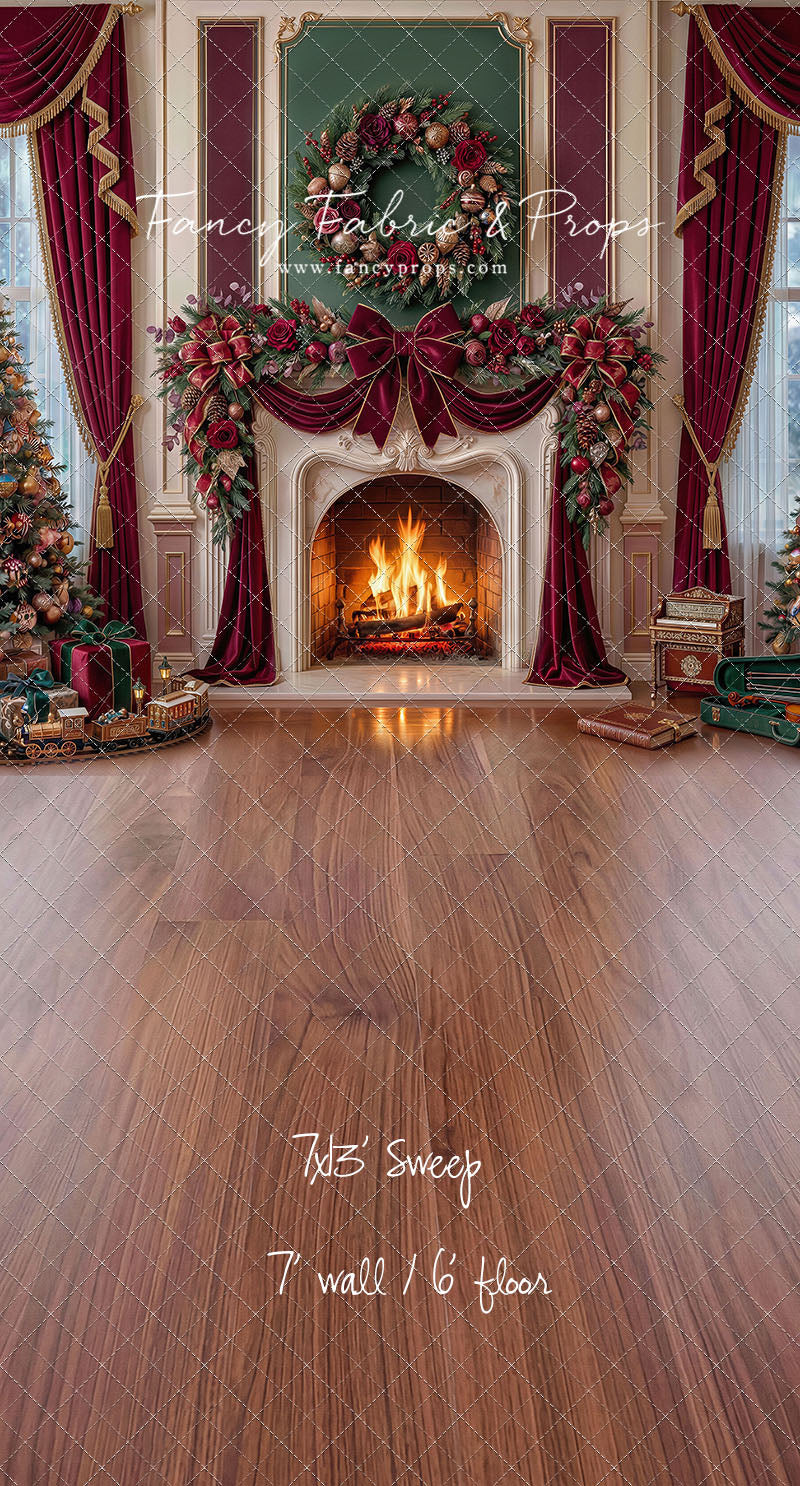 Burgundy Christmas Manor - with Sweep Option