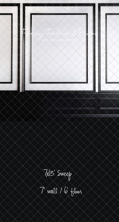 Classy Black & White Wainscoting - Black Floor - With Sweep Option