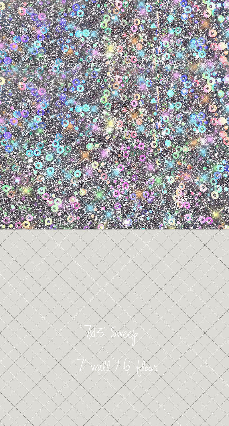 Cosmic Celebration - With Solid Beige Gray Floor Sweep Option