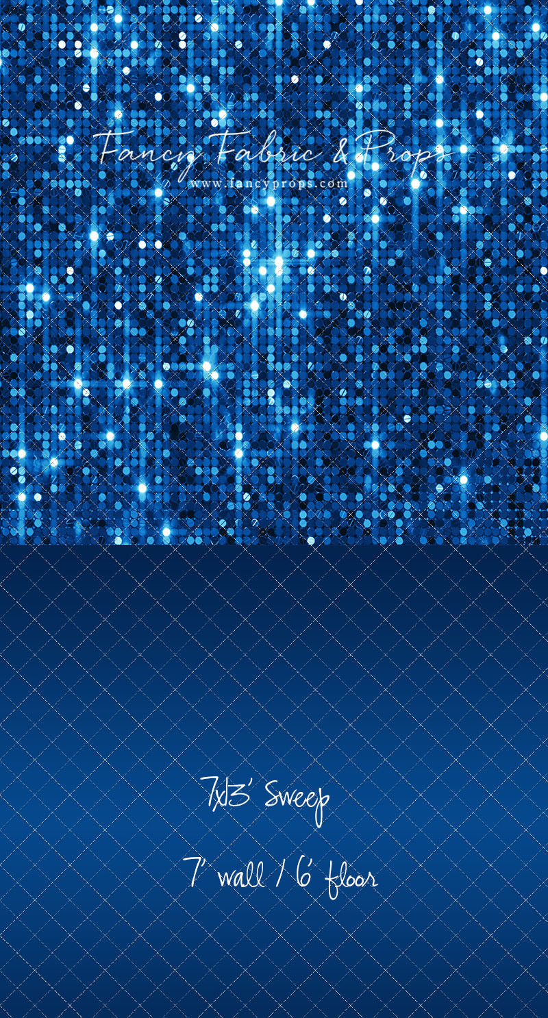 Electric Blue Glitz - With Solid Floor Sweep Option