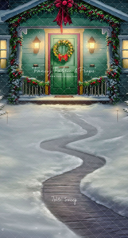 Magical Holiday Porch - Green Door - with Sweep Option