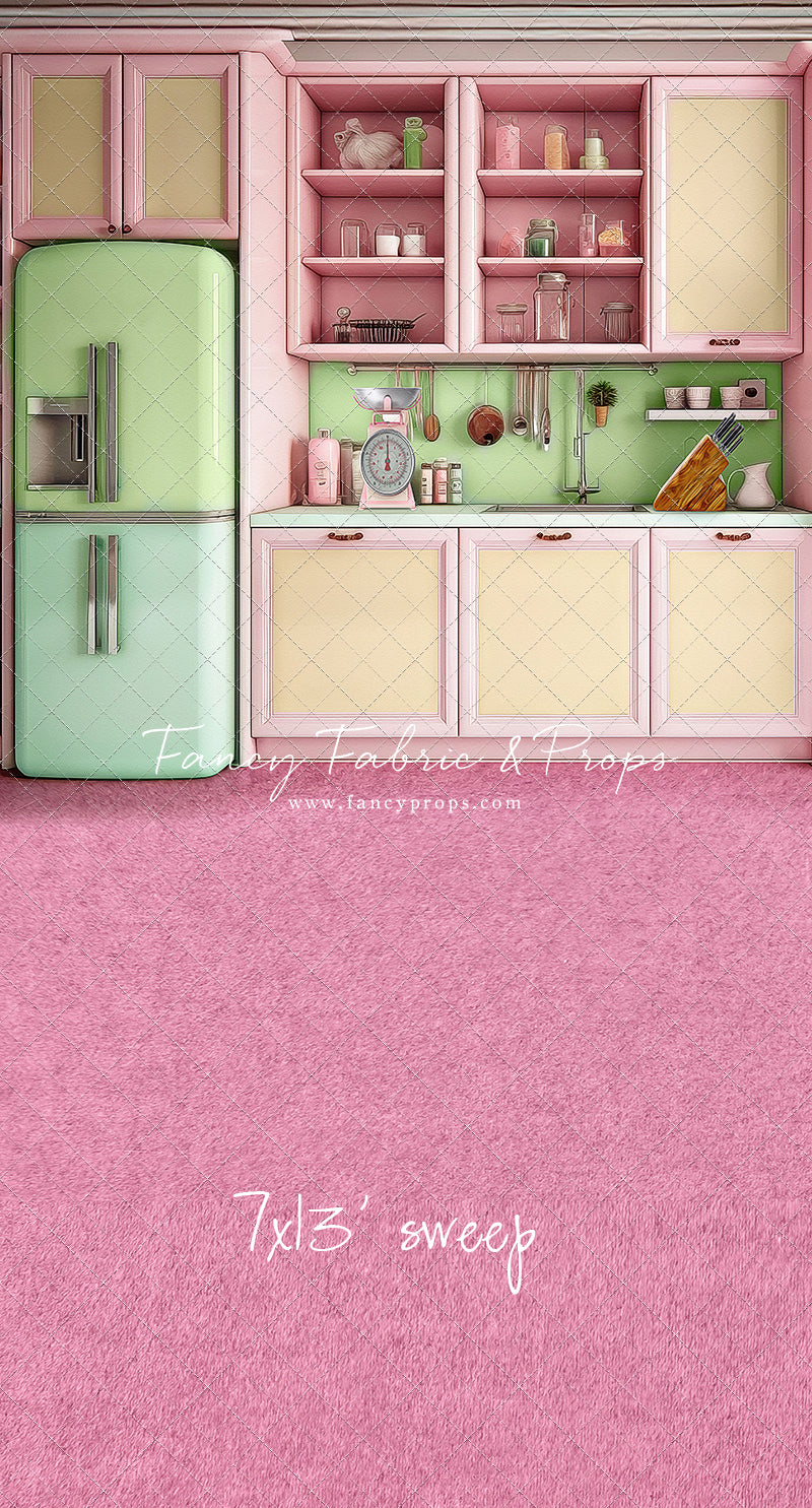 Midge's Kitchenette - Pink Floor Option - With Green Fridge Sweep Option