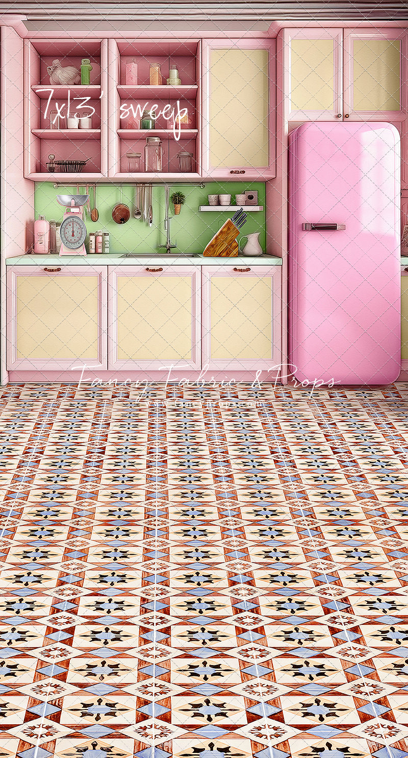 Midge's Kitchenette - Tile Floor Option - With Pink Fridge Sweep Option