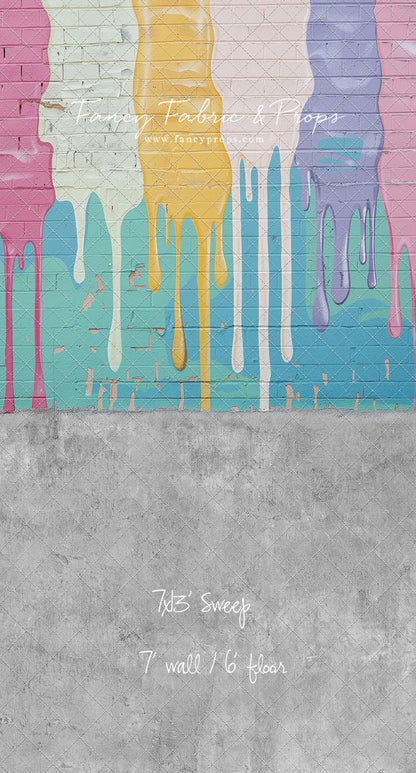 Pastel Paint Drip Wall - Concrete Floor Option - With Sweep Option